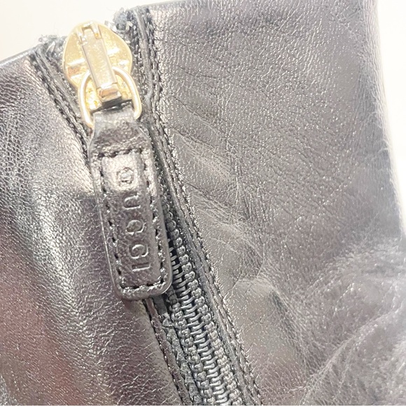 Gucci Size 38/8 246688 Black Soft Leather Zip Up Heeled Ankle Boots - Picture 5 of 11